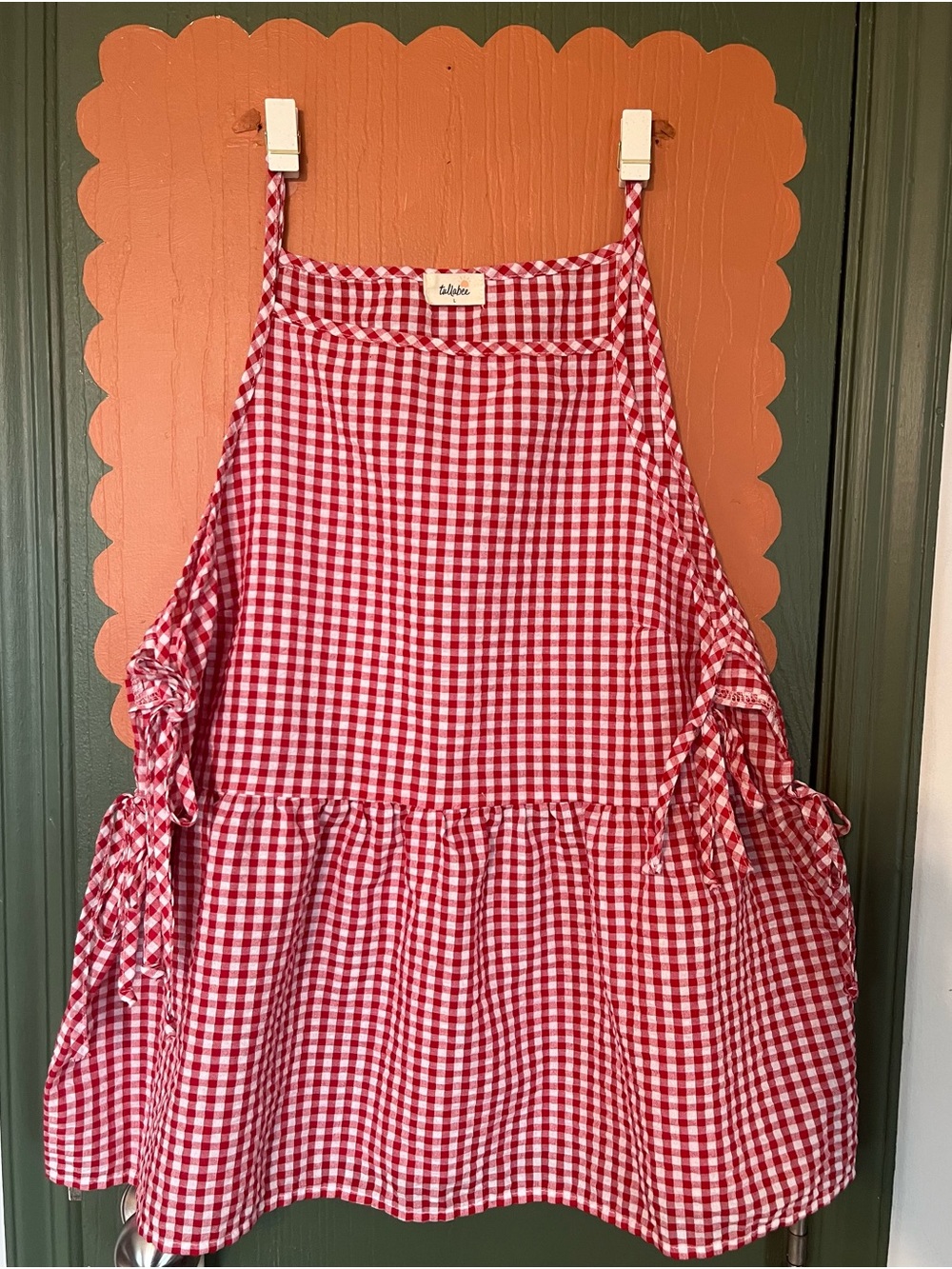 Tullabee Red Gingham Peplum Women’s Top size Large